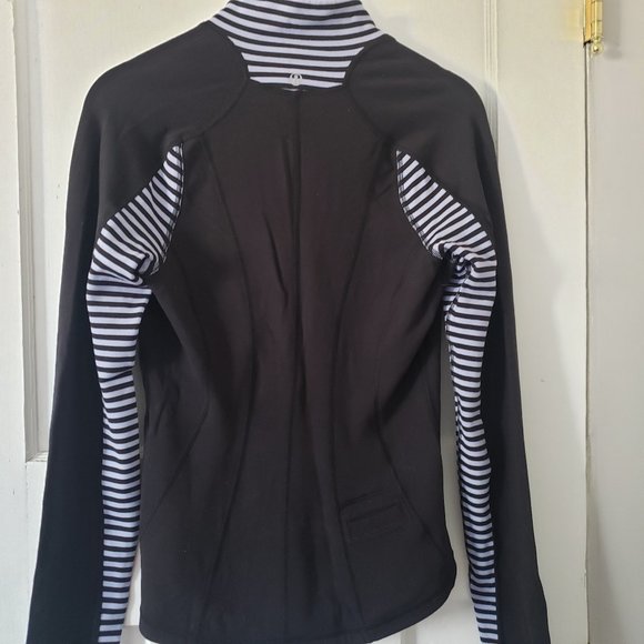 Lululemon Run U-Turn Pullover Top Pique Black Heathered Blue Size 4 - Picture 6 of 8